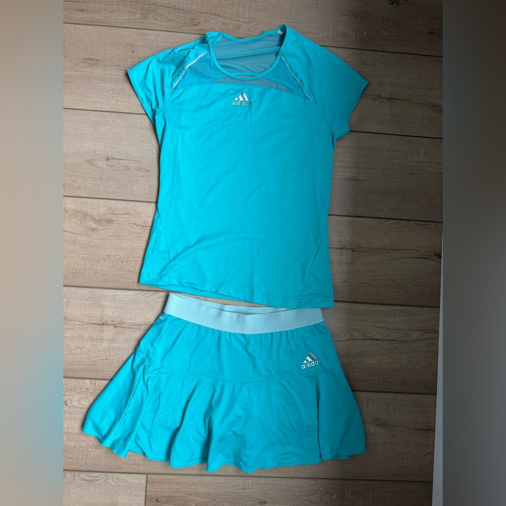 Adidas Teal Adizero Climacool tennis outfit